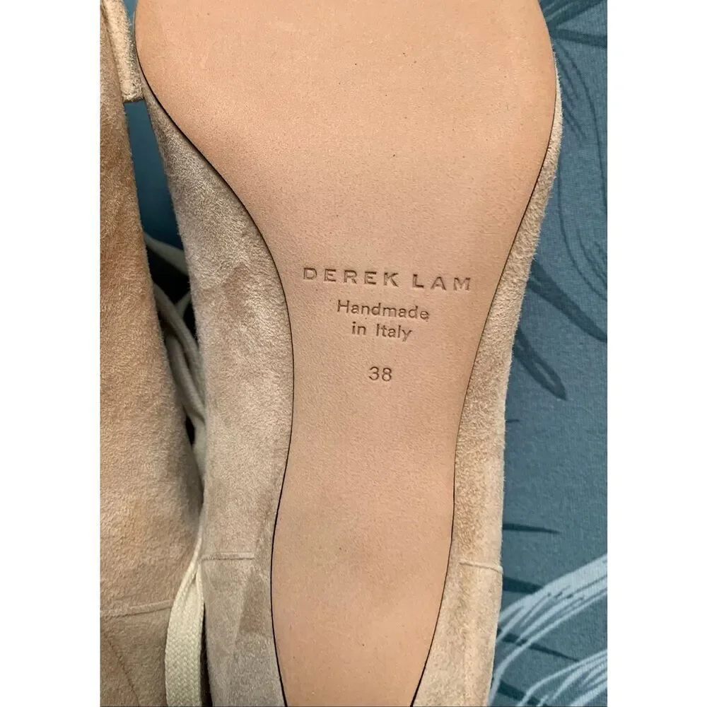 NEW IN BOX Derek Lam Montparnasse tan Suede Lace Up Booties Heels Shoes sz 38